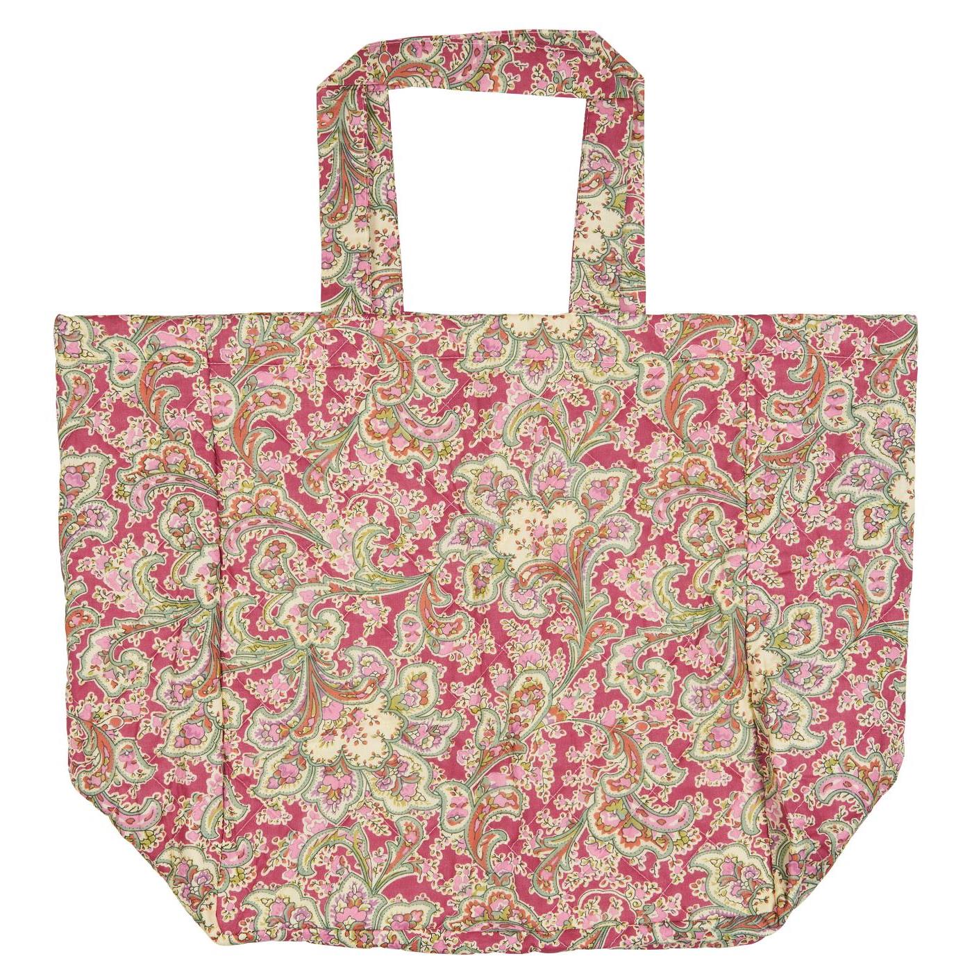 Tasche wattiert himbeerfarbig m/Paisleymuster