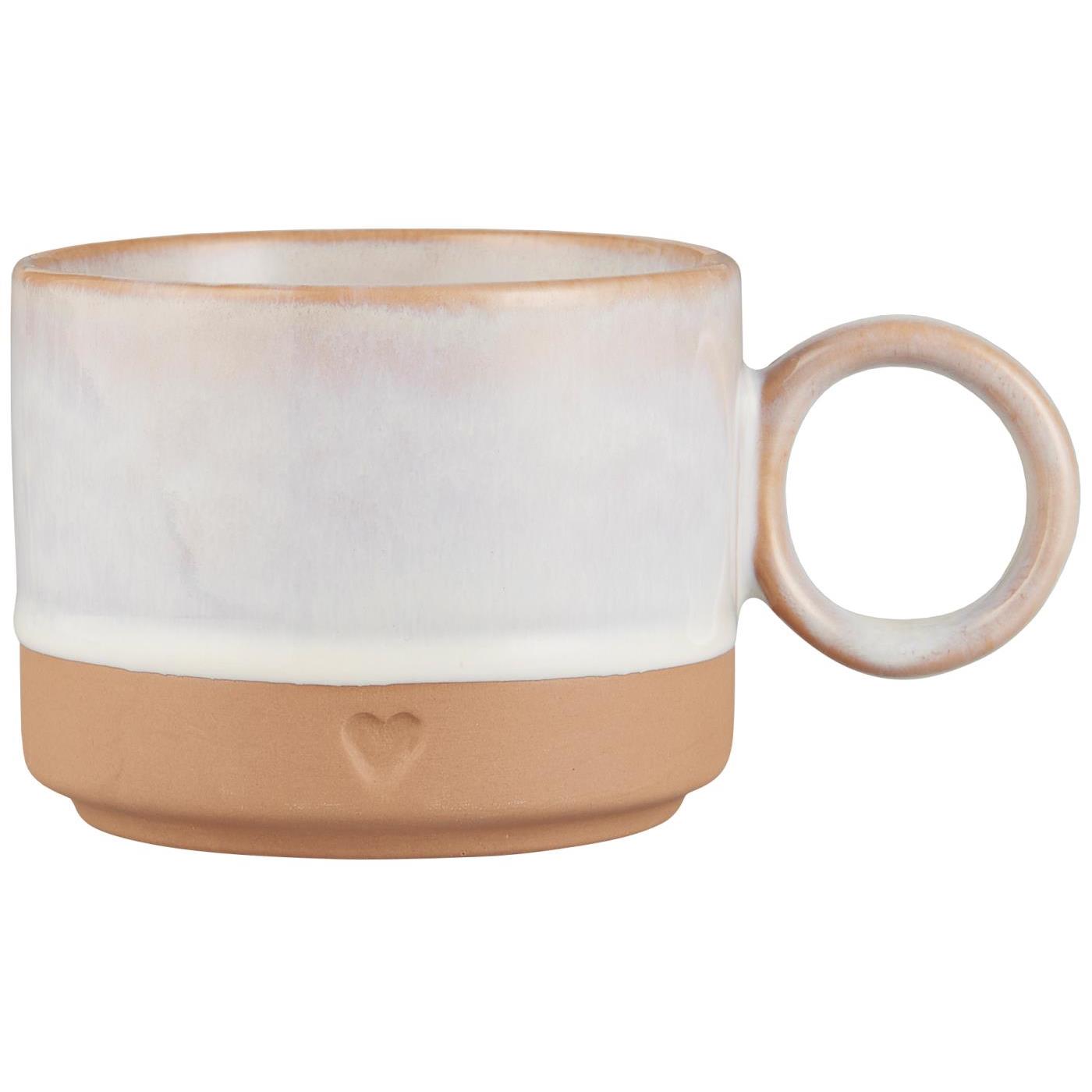 Tasse m/Henkel Heart mattbrauner Ton m/weißer Kante