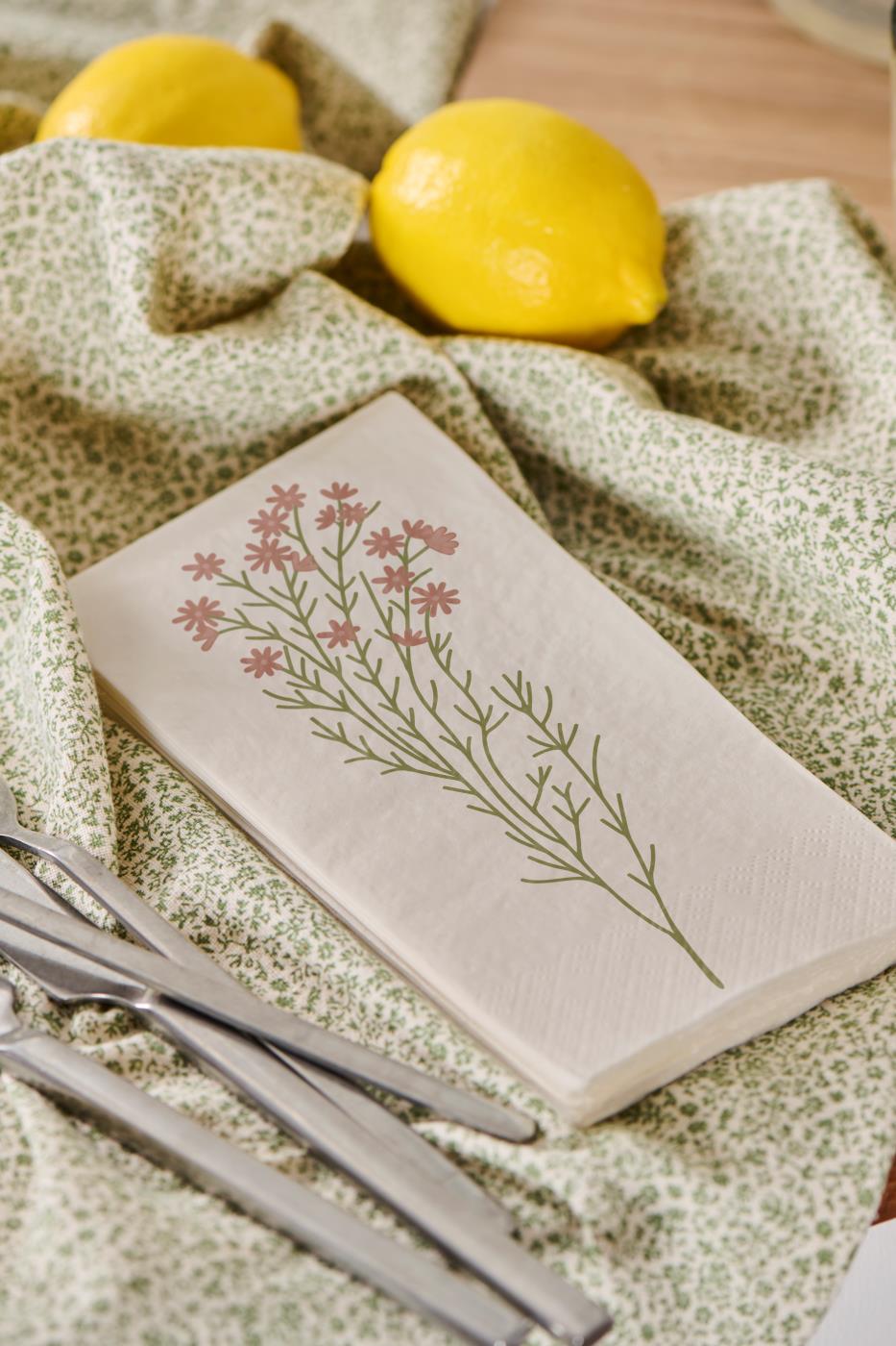 Serviette rosa Blume 16 Stck