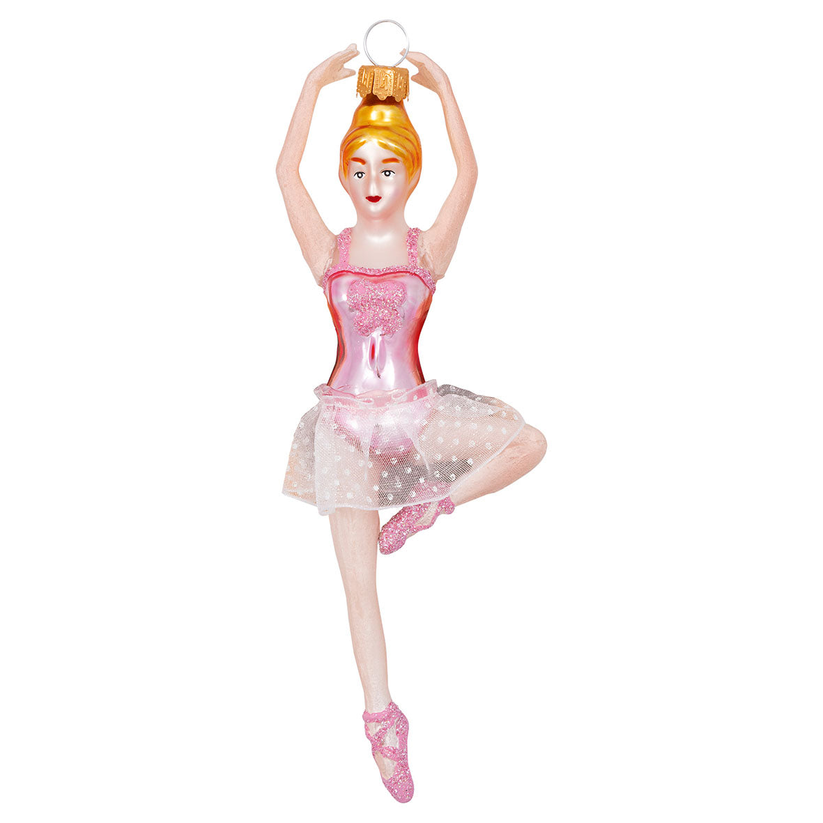 Ornament glass Ballerina pale pink w skirt