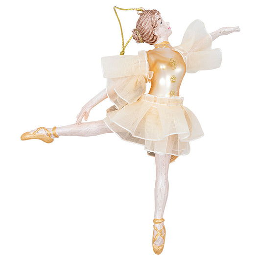 Ornament glass Ballerina gold w skirt