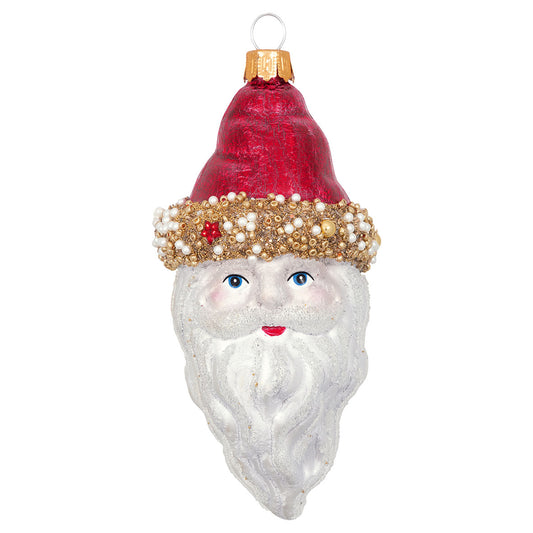 Ornament glass Santa red hat medium