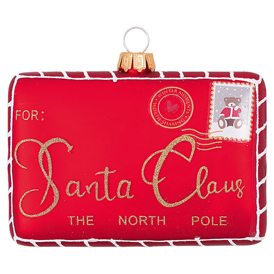 Ornament glass Xmas letter red medium