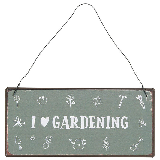 Metallschild "I love gardening"